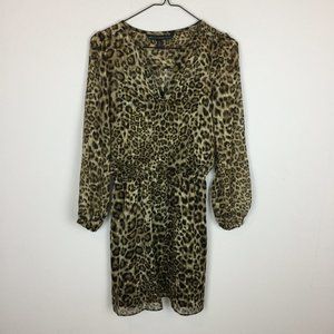 WHBM White House Black Market Blouson Dress Size 0P Womans Petite Animal Print